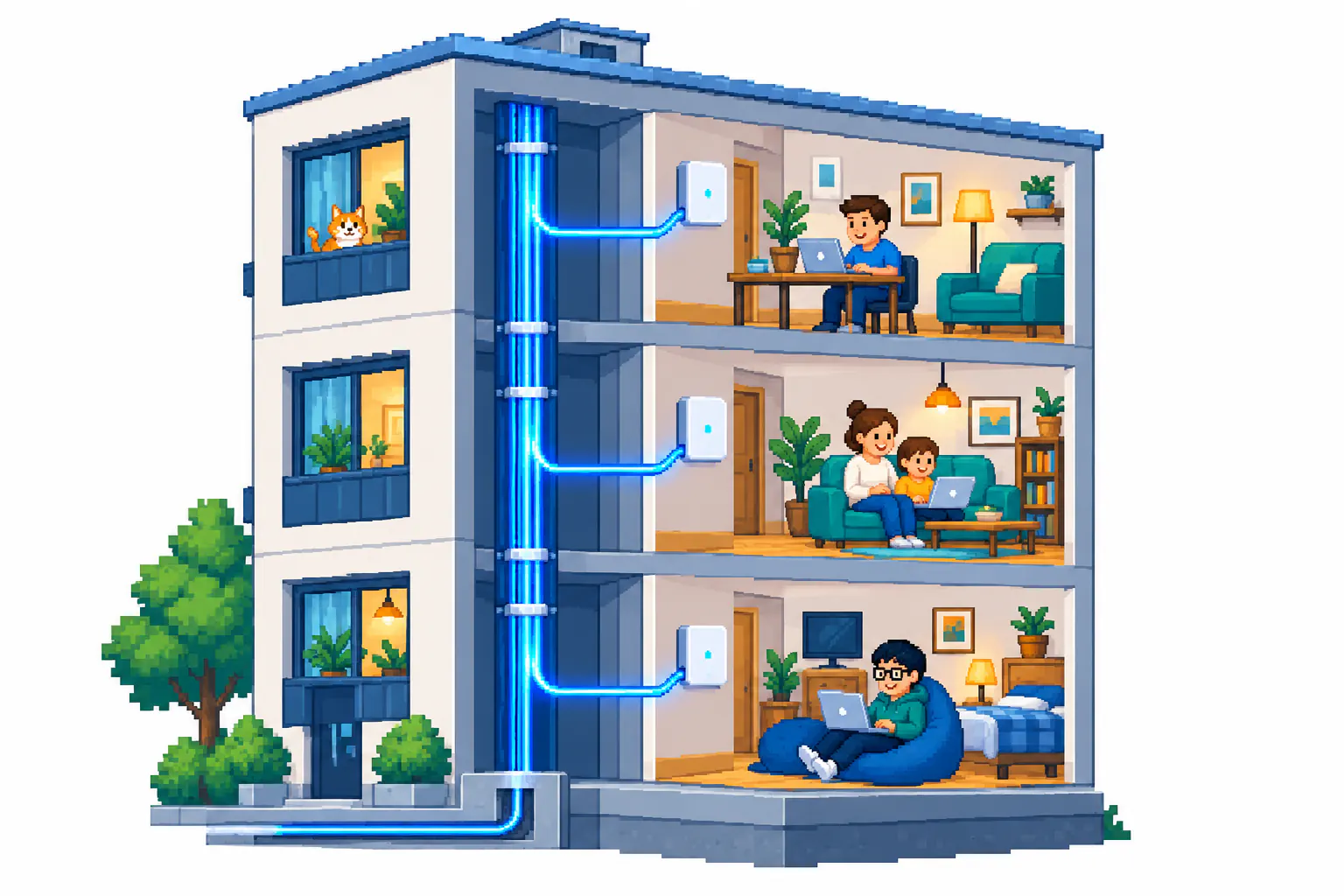 Иллюстрация к статье: GPON в квартиру: преимущества оптики в МКД